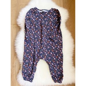 Ribbed Floral Long Sleeved Romper